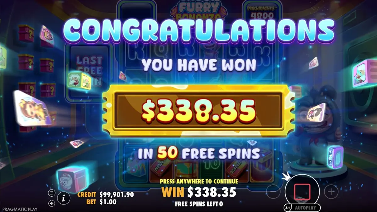 Tampilan visual slot Furry Bonanza Megaways dengan karakter beruang lucu